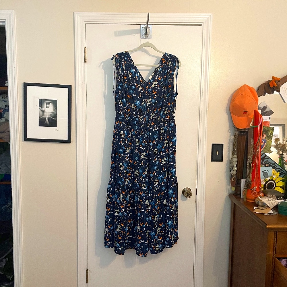 Gap Floral Sleeveless Button Midi Dress